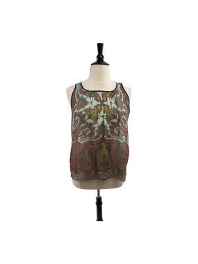 Dream Daily (Anthro Brand) Sheer Floral Paisley Top with Striped Back, Size M